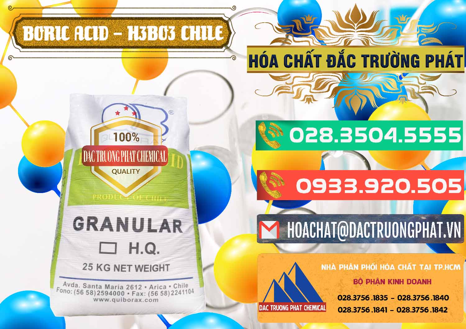 Cty chuyên nhập khẩu _ bán Acid Boric – Axit Boric H3BO3 99% Quiborax Chile - 0281 - Nơi bán - cung cấp hóa chất tại TP.HCM - congtyhoachat.com.vn