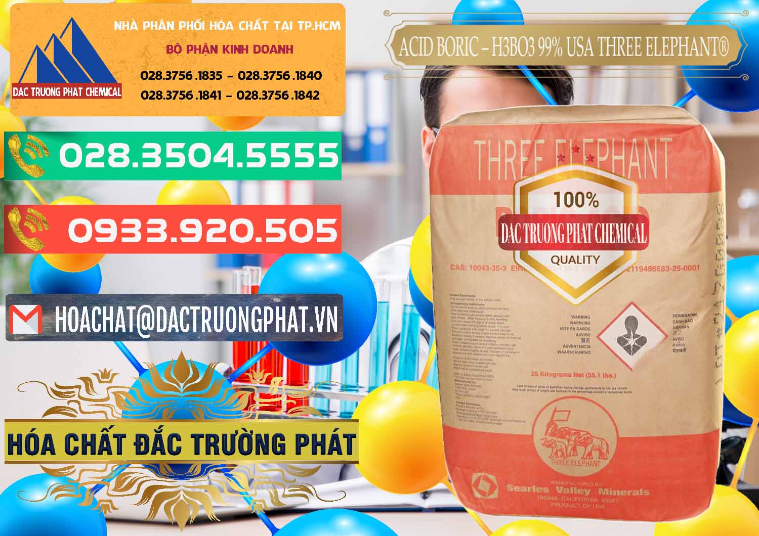 Phân phối & bán Acid Boric – Axit Boric H3BO3 Mỹ USA Three Elephant® - 0005 - Cty cung cấp _ bán hóa chất tại TP.HCM - congtyhoachat.com.vn