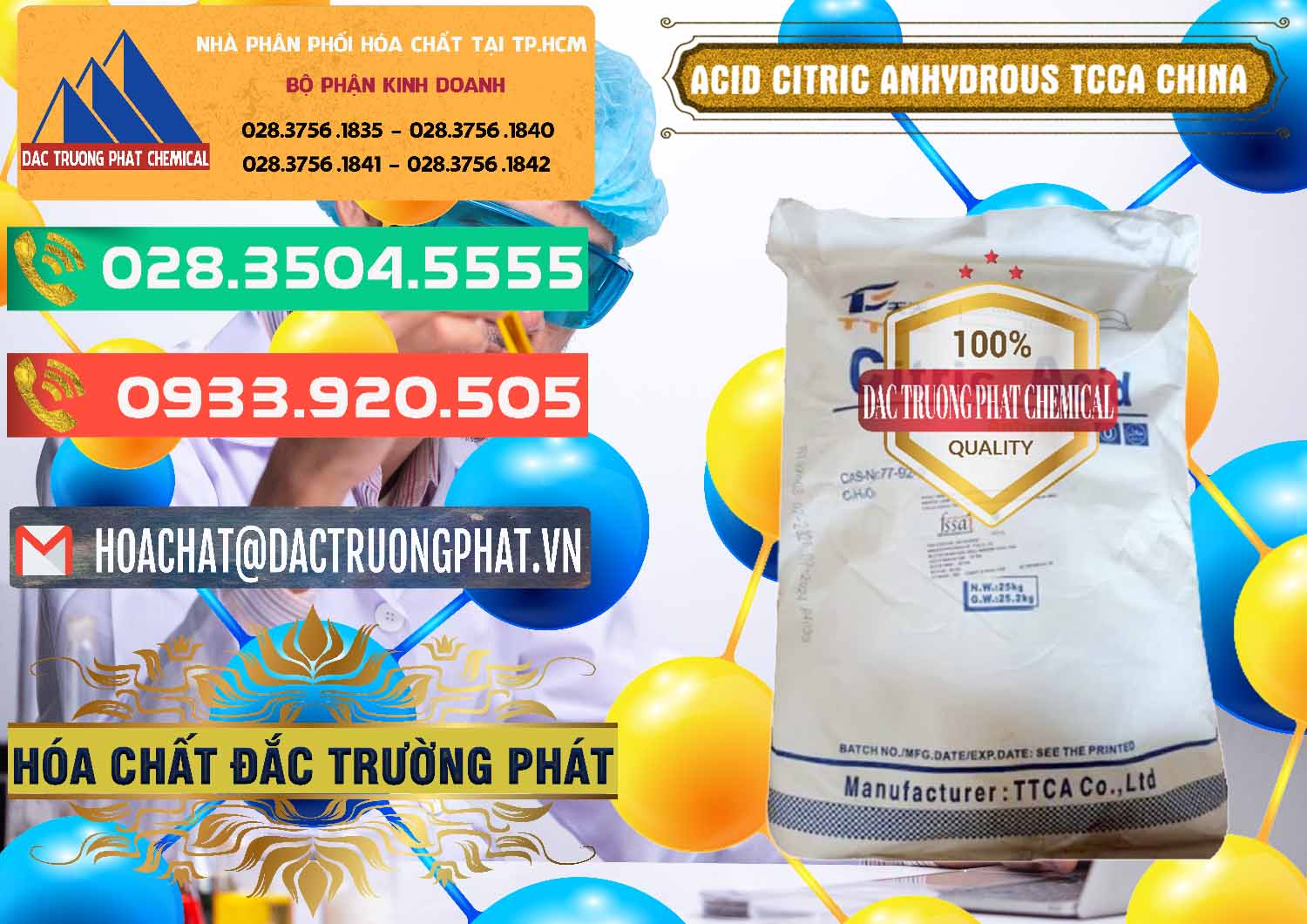 Nơi bán ( phân phối ) Acid Citric - Axit Citric Anhydrous TCCA Trung Quốc China - 0442 - Nơi chuyên bán và cung cấp hóa chất tại TP.HCM - congtyhoachat.com.vn
