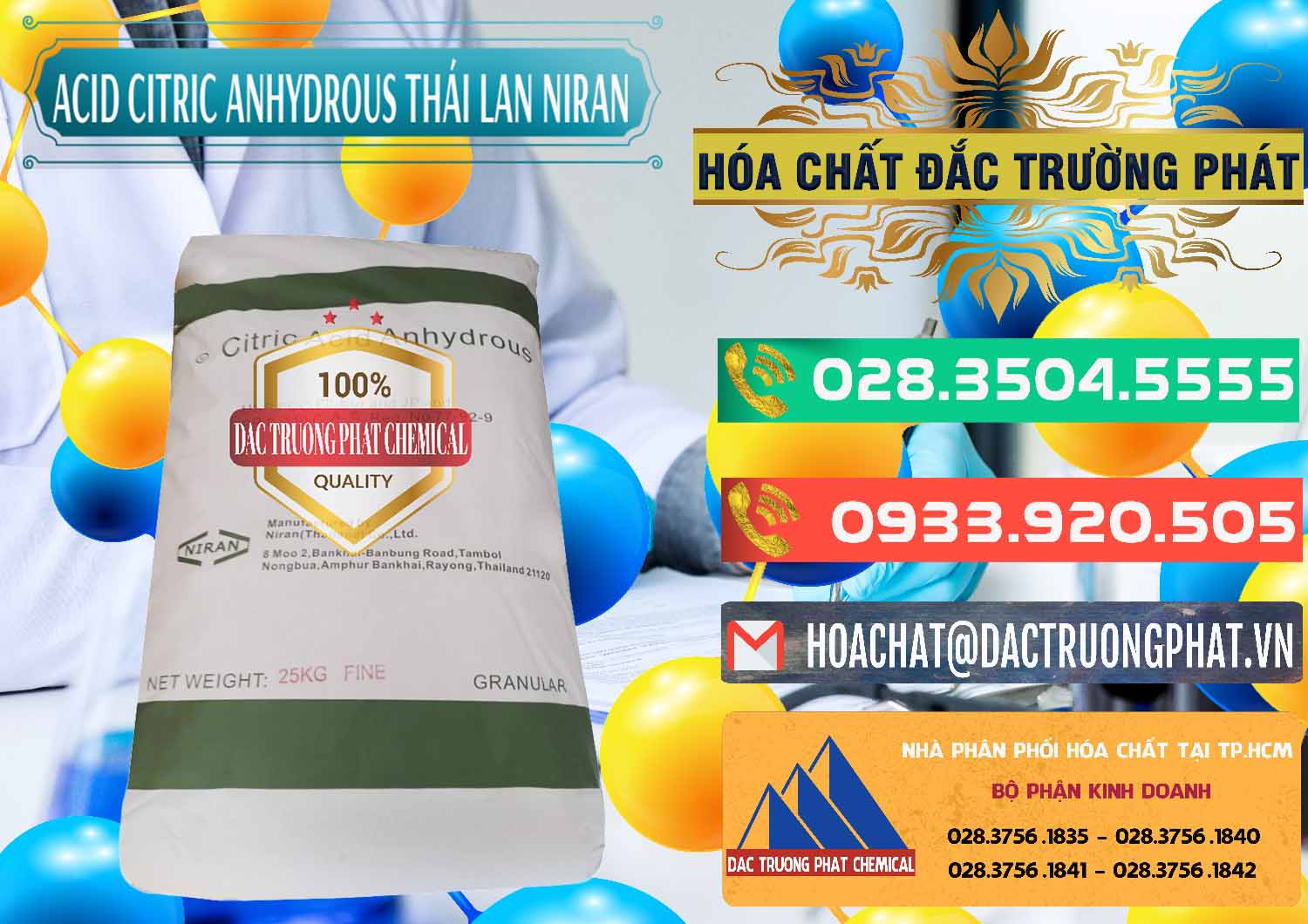 Bán ( cung ứng ) Acid Citric - Axit Citric Anhydrous - Thái Lan Niran - 0231 - Cty kinh doanh và phân phối hóa chất tại TP.HCM - congtyhoachat.com.vn