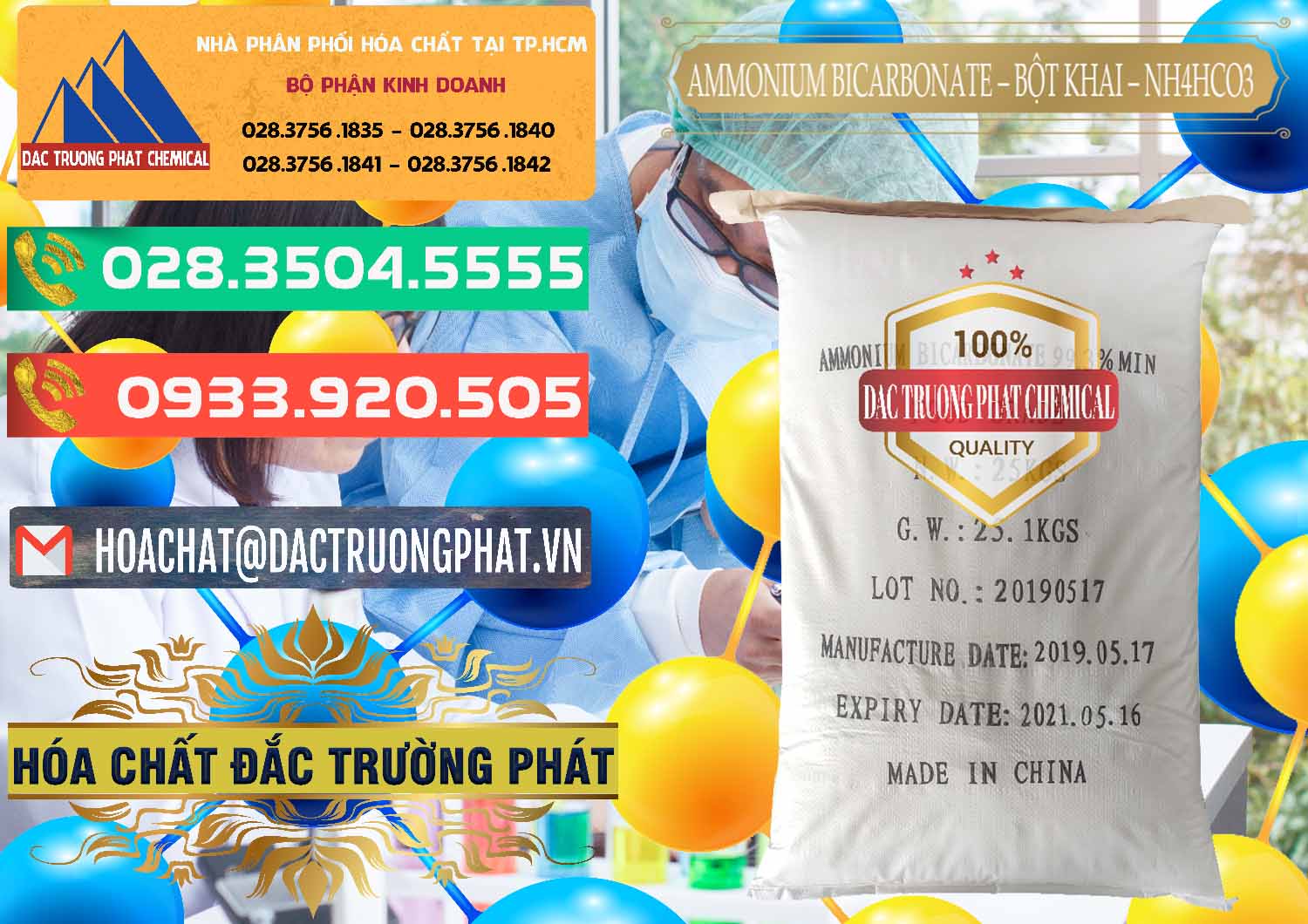 Cty chuyên nhập khẩu ( bán ) Ammonium Bicarbonate - Bột Khai Food Grade Trung Quốc China - 0018 - Nơi chuyên phân phối - cung ứng hóa chất tại TP.HCM - congtyhoachat.com.vn