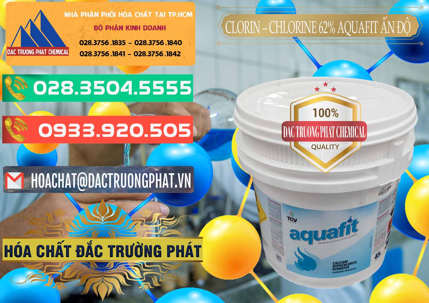 Cty chuyên cung ứng & bán Clorin - Chlorine 62% Aquafit Thùng Lùn Ấn Độ India - 0057 - Cty phân phối & bán hóa chất tại TP.HCM - congtyhoachat.com.vn