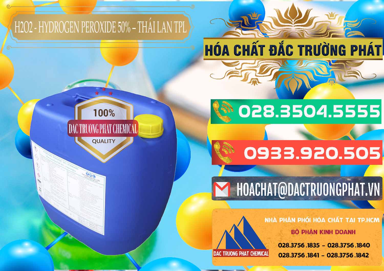 Đơn vị bán © phân phối H2O2 ß Hydro Peroxit Dạng Nước 50% TPL Thái Lan Thailand tại Tây Ninh Đơn vị nhập khẩu ( bán ) H2O2 - Hydrogen Peroxide 50% Thái Lan TPL - 0076 - Chuyên phân phối & bán hóa chất tại TP.HCM - congtyhoachat.com.vn