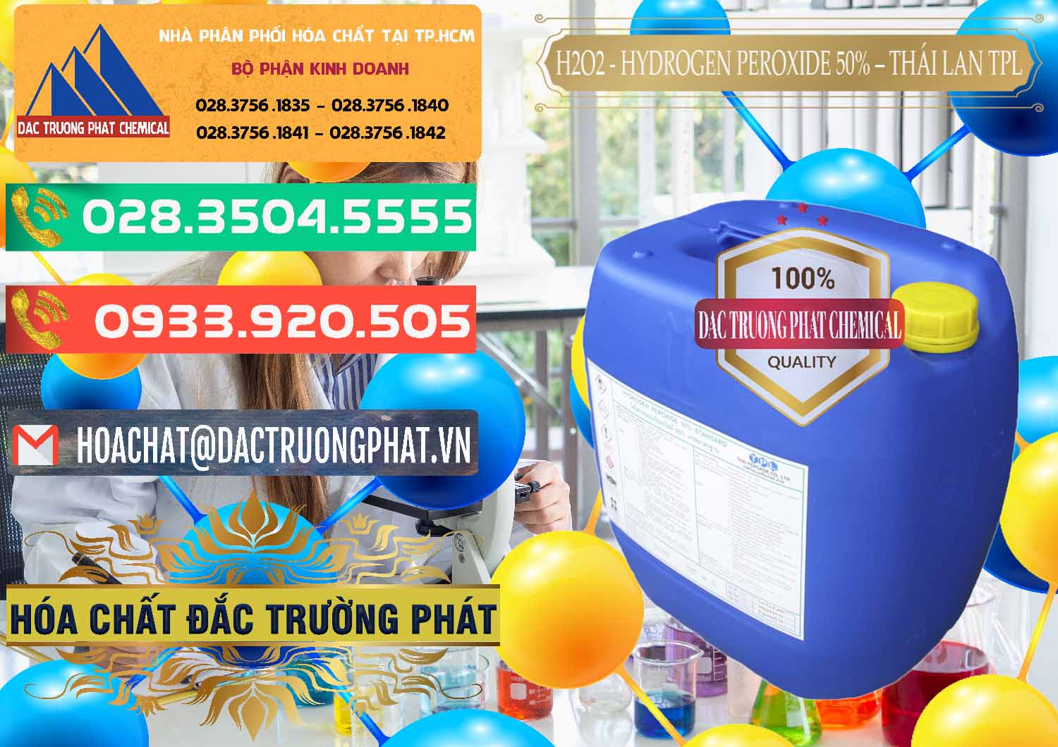 Công ty chuyên bán » cung ứng Hydrogen Peroxide & H2O2 Dạng Nước 50% TPL Thái Lan Thailand tại Đồng Nai Công ty chuyên nhập khẩu & bán H2O2 - Hydrogen Peroxide 50% Thái Lan TPL - 0076 - Nơi chuyên nhập khẩu và phân phối hóa chất tại TP.HCM - congtyhoachat.com.vn