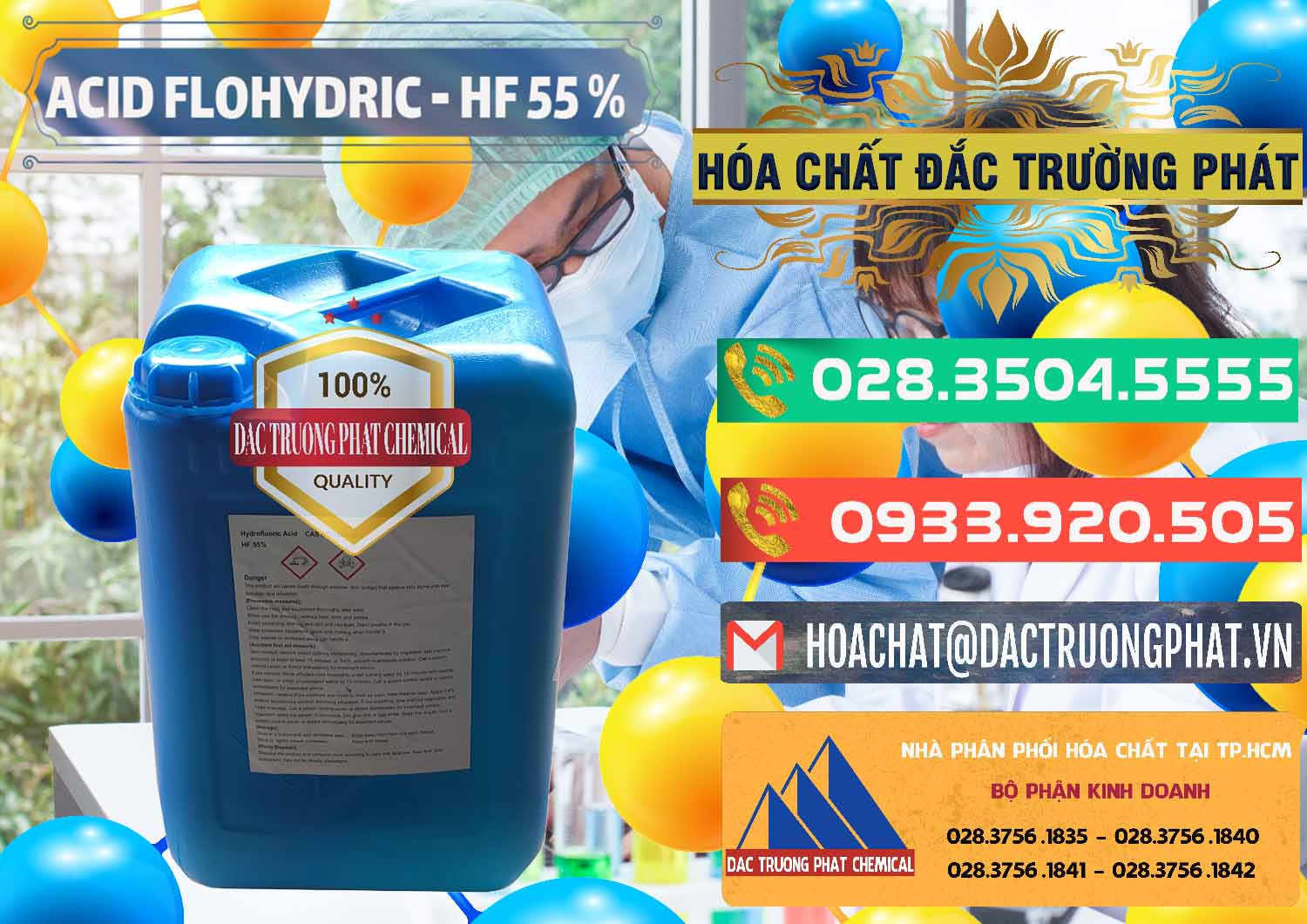 Nơi kinh doanh ( bán ) Axit HF - Acid HF 55% Can Xanh Trung Quốc China - 0080 - Chuyên kinh doanh ( phân phối ) hóa chất tại TP.HCM - congtyhoachat.com.vn