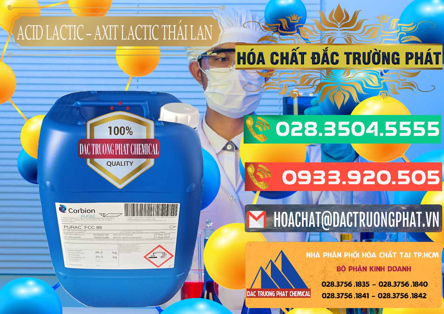 Chuyên phân phối - bán Acid Lactic – Axit Lactic Thái Lan Purac FCC 88 - 0012 - Công ty phân phối - cung cấp hóa chất tại TP.HCM - congtyhoachat.com.vn
