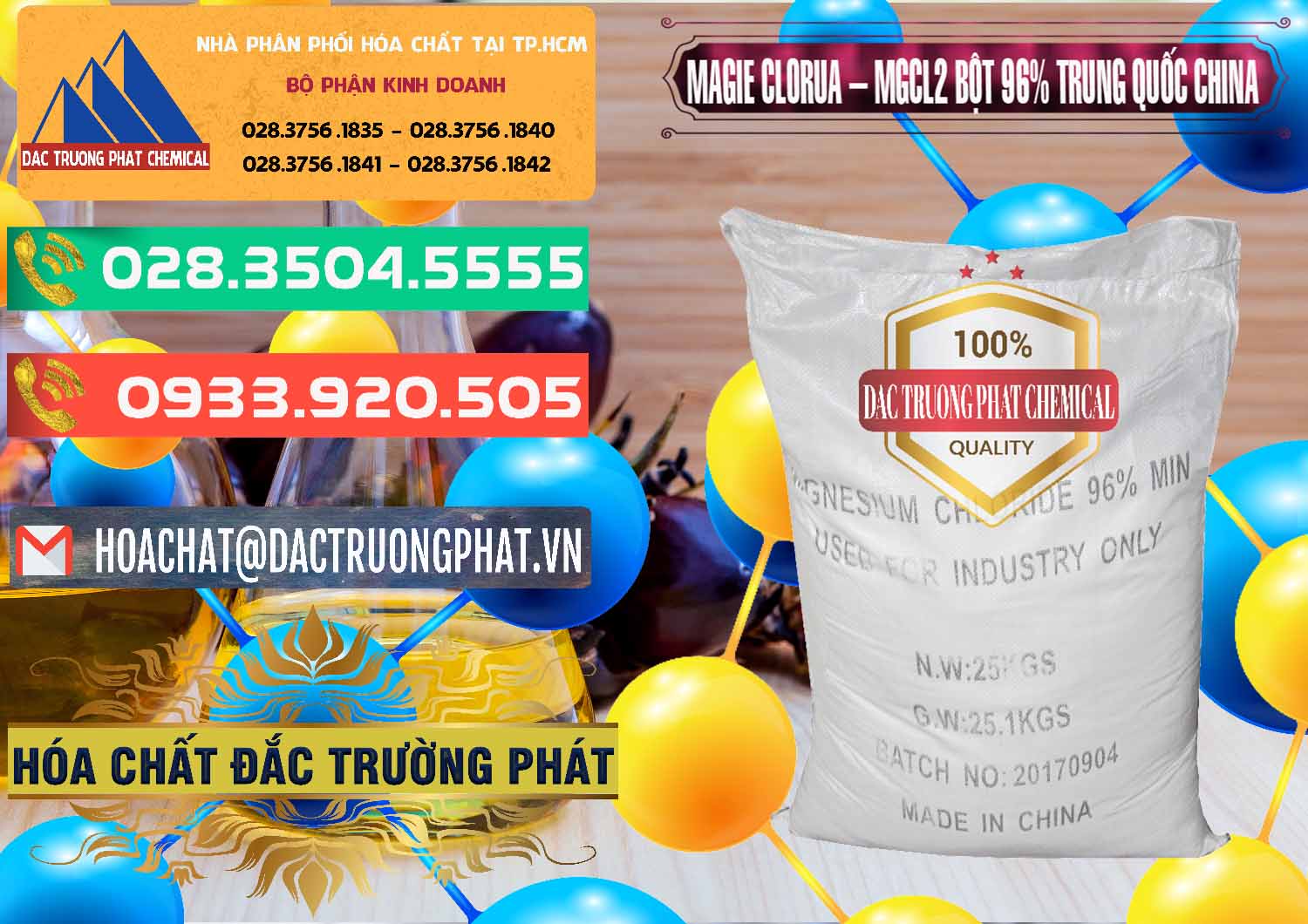 Chuyên nhập khẩu và bán Magie Clorua – MGCL2 96% Dạng Bột Bao Chữ Đen Trung Quốc China - 0205 - Nơi bán và cung cấp hóa chất tại TP.HCM - congtyhoachat.com.vn