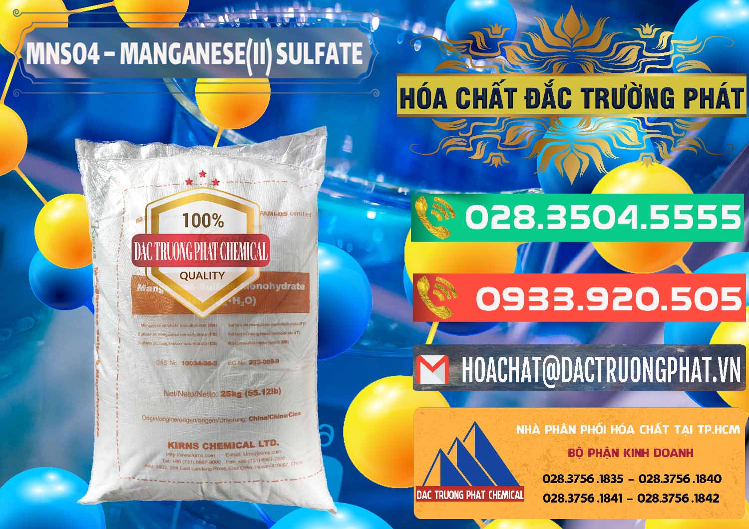 Nơi chuyên bán & phân phối MNSO4 – Manganese (II) Sulfate Kirns Trung Quốc China - 0095 - Đơn vị nhập khẩu ( phân phối ) hóa chất tại TP.HCM - congtyhoachat.com.vn