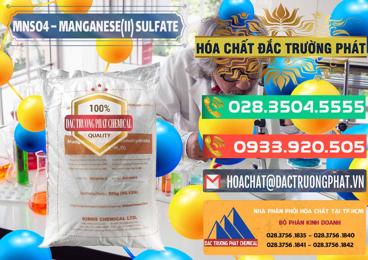Địa chỉ cung ứng và bán Mangan Sulphate Dạng Bột > Mangan Sulfate Monohydrate Kirns Trung Quốc China tại Long An Nơi phân phối ( bán ) MNSO4 – Manganese (II) Sulfate Kirns Trung Quốc China - 0095 - Công ty phân phối _ cung cấp hóa chất tại TP.HCM - congtyhoachat.com.vn