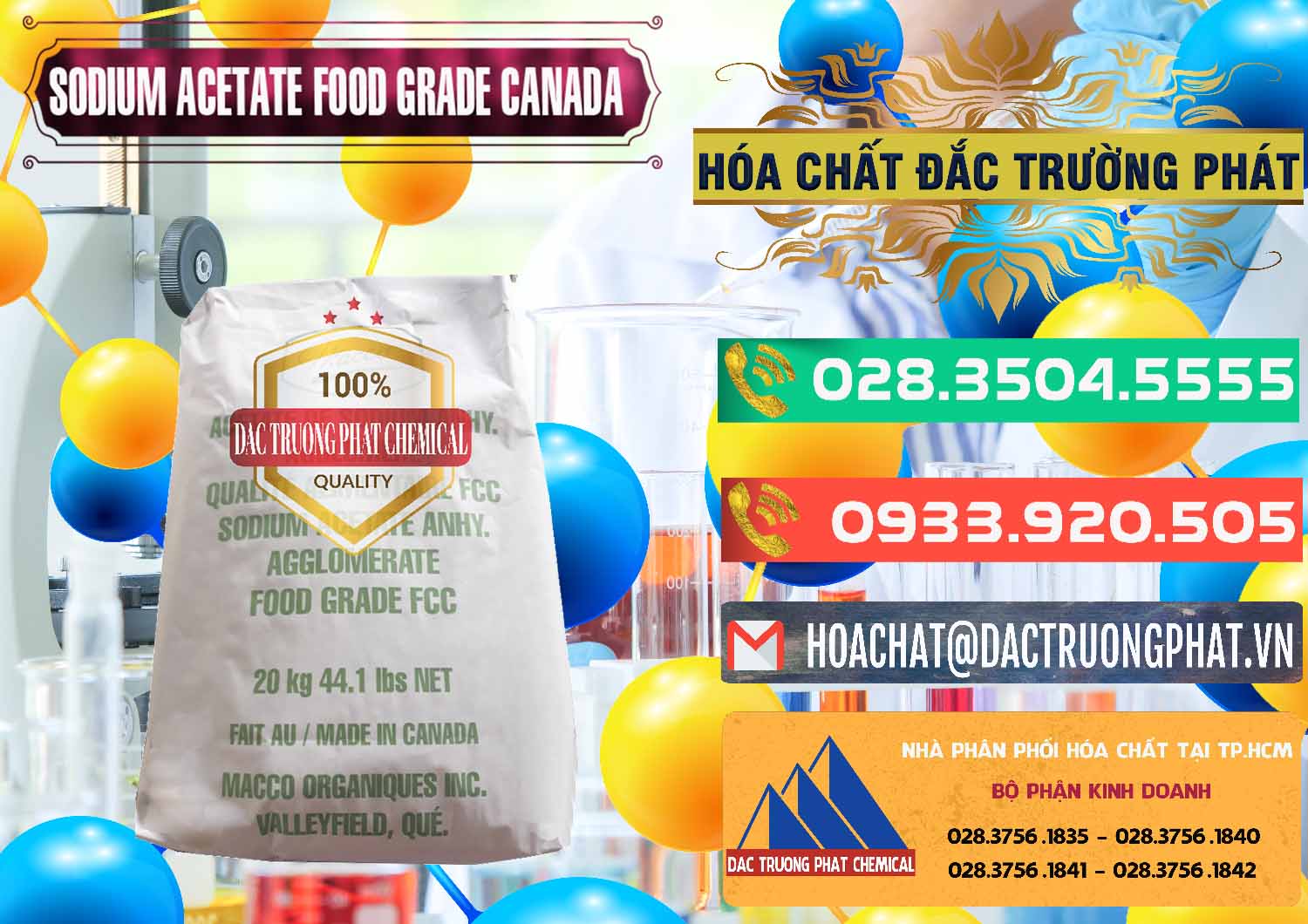 Đơn vị chuyên phân phối - bán Sodium Acetate - Natri Acetate Food Grade Canada - 0282 - Nơi phân phối và kinh doanh hóa chất tại TP.HCM - congtyhoachat.com.vn