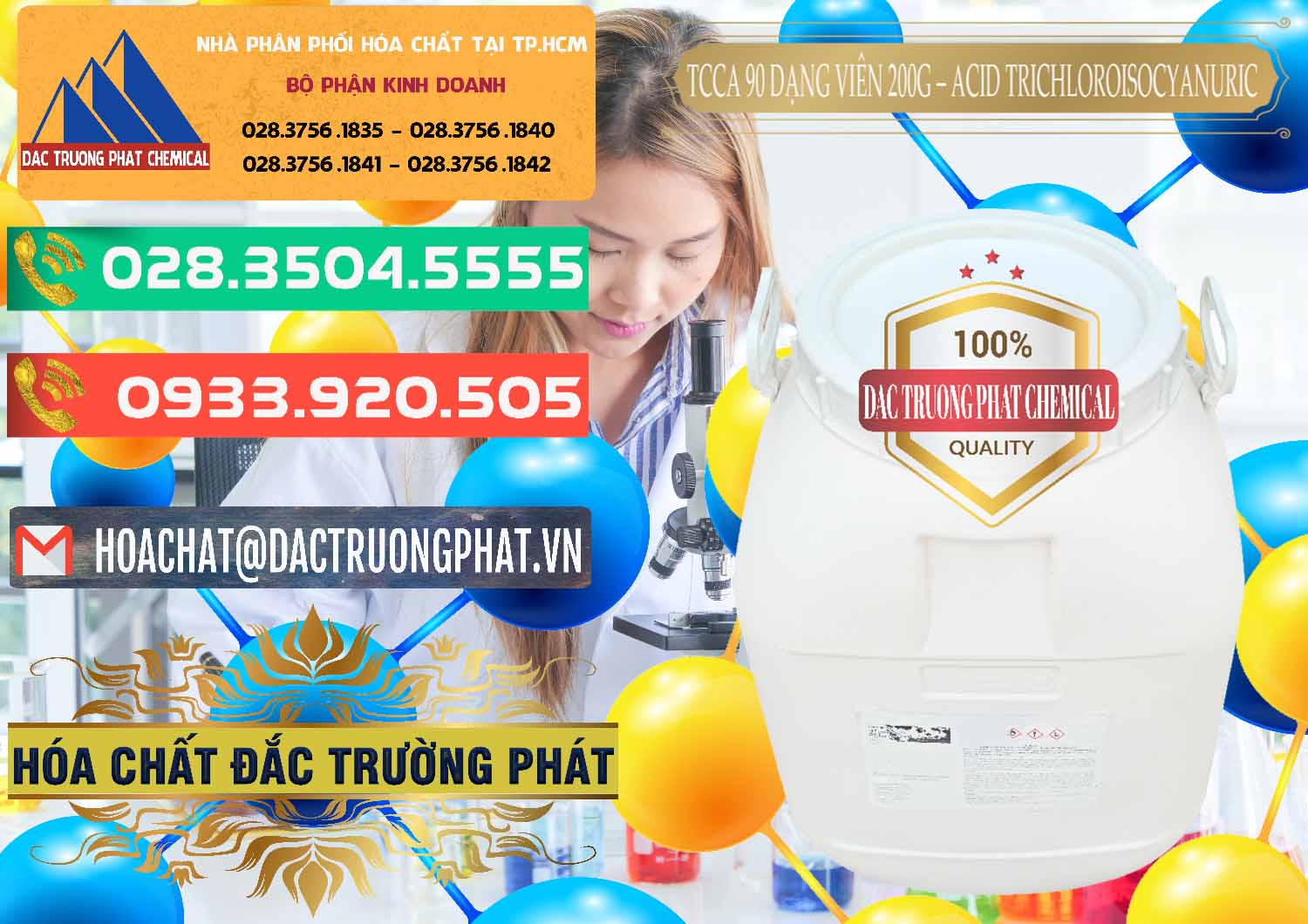 Nơi chuyên phân phối - bán TCCA - Acid Trichloroisocyanuric 90% Dạng Viên 200G Trung Quốc China - 0162 - Bán _ phân phối hóa chất tại TP.HCM - congtyhoachat.com.vn
