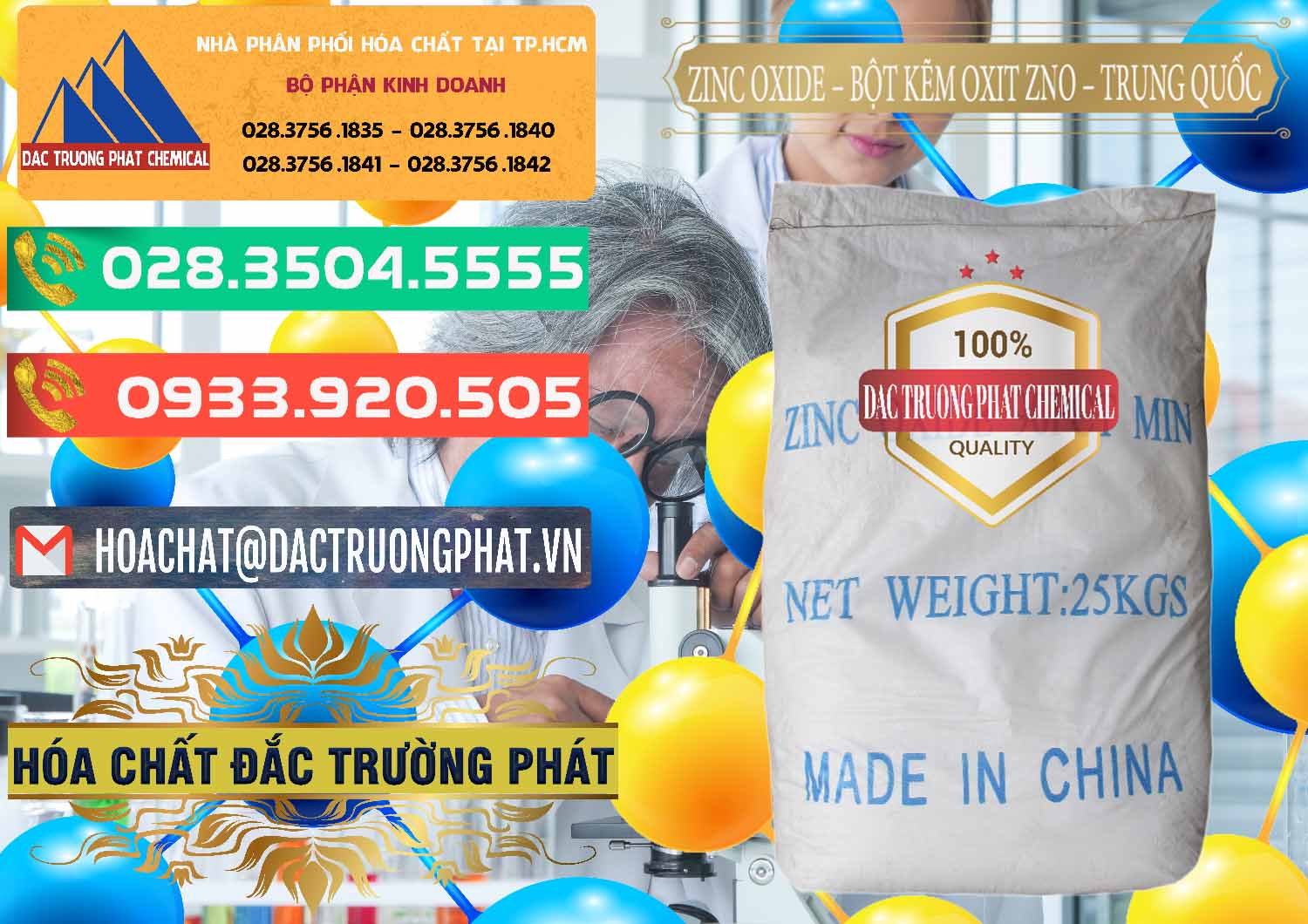 Nơi chuyên nhập khẩu - bán Zinc Oxide - Bột Kẽm Oxit ZNO Trung Quốc China - 0182 - Đơn vị kinh doanh & cung cấp hóa chất tại TP.HCM - congtyhoachat.com.vn