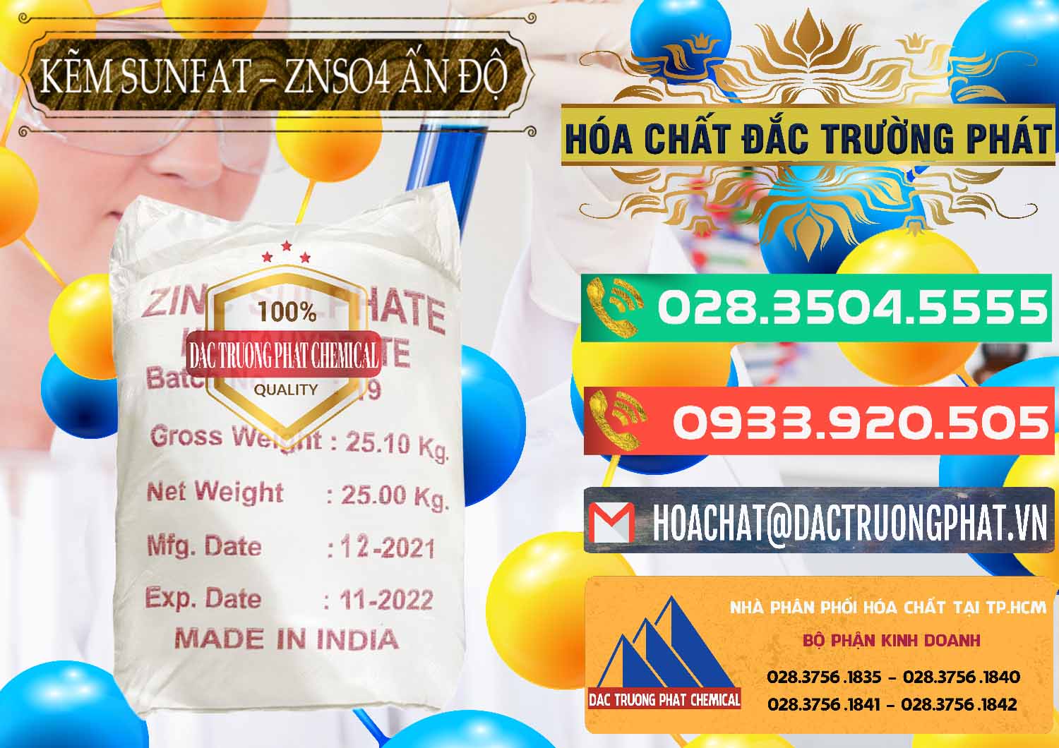 Nơi chuyên bán - cung cấp Kẽm Sunfat – ZNSO4.7H2O Ấn Độ India - 0417 - Cty kinh doanh & phân phối hóa chất tại TP.HCM - congtyhoachat.com.vn
